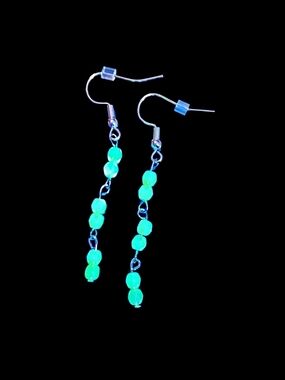 Uranium Czech Glass Yellow Artemis Halo Beaded Dangle Earrings